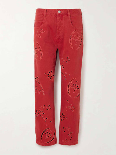 Isabel Marant Irina high-rise straight-leg broderie anglaise jeans at Collagerie