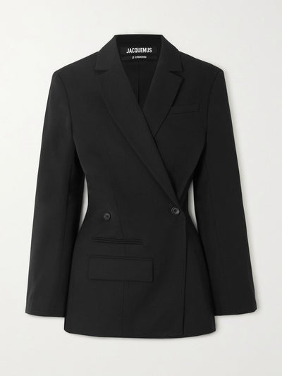 Jacquemus Asymmetric double-breasted wool blazer at Collagerie