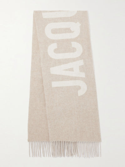 Jacquemus Fringed jacquard-knit wool scarf at Collagerie