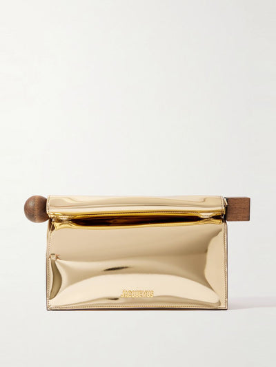 Jacquemus La Pochette mirrored-leather clutch at Collagerie