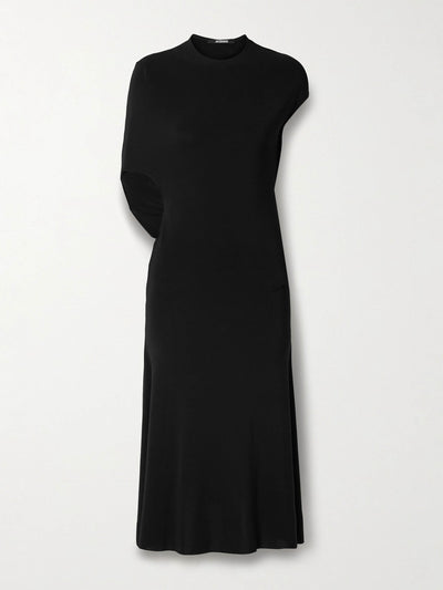 Jacquemus La Robe Salerno asymmetric open-back stretch-jersey midi dress at Collagerie