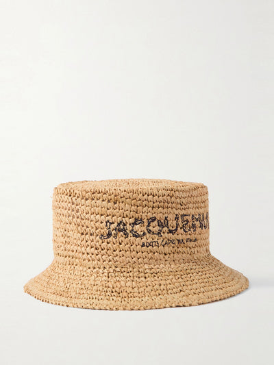 Jacquemus Le Bob Pesco embroidered raffia bucket hat at Collagerie