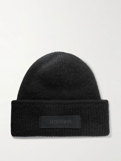 Jacquemus Le Bonnet grosgrain-trimmed ribbed-knit beanie at Collagerie
