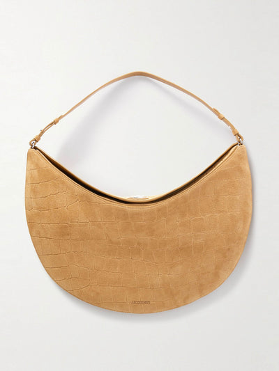 Jacquemus Le Calisso Rond croc-effect suede shoulder bag at Collagerie