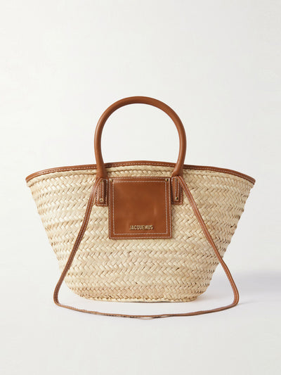 Jacquemus Le Panier Soli leather-trimmed raffia tote at Collagerie
