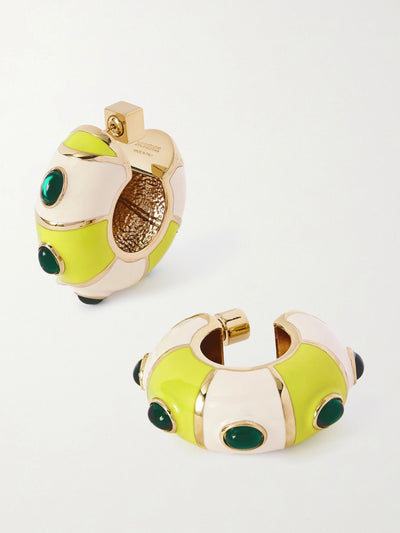 Jacquemus Les Boucles Rayures gold-tone, enamel and crystal earrings at Collagerie