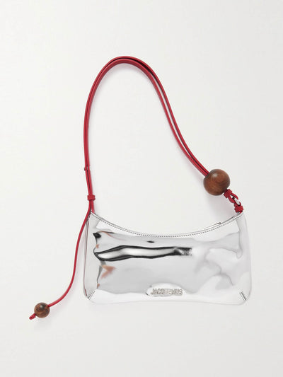 Jacquemus Silver embellished mirrored-leather shoulder bag at Collagerie