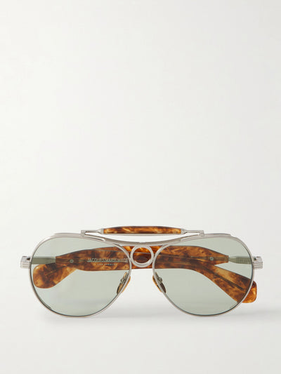 Jacques Marie Mage Aspen aviator-style silver-tone and acetate sunglasses at Collagerie