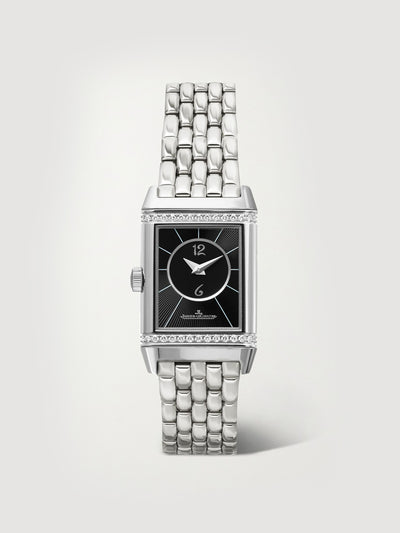 Jaeger Reverso Classic Duetto stainless steel and diamond watch at Collagerie