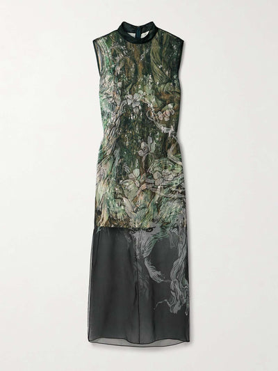 Jason Wu Printed silk-organza midi dress at Collagerie