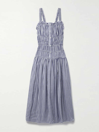 Jason Wu Ruched gingham cotton-twill midi dress at Collagerie