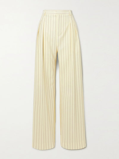 Jean Paul Gaultier Pleated lace-up striped twill wide-leg pants at Collagerie