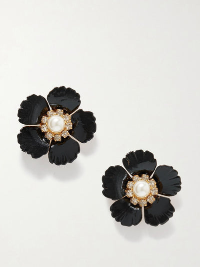 Jennifer Behr Debbie gold-plated, enamel, crystal and faux pearl earrings at Collagerie