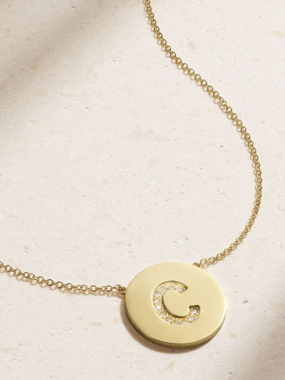 Jennifer Meyer Letter 18kt gold diamond necklace at Collagerie