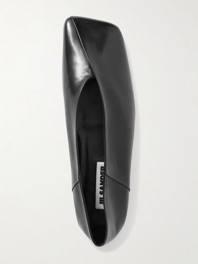 Jil Sander Asymmetric leather ballet flats at Collagerie