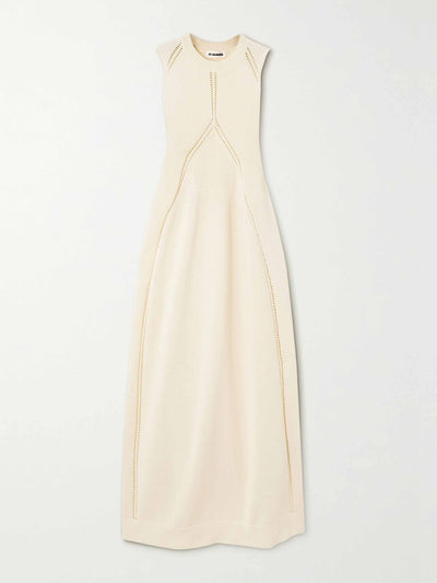 Jil Sander Cream knit midi dress at Collagerie