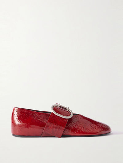 Jil Sander Crinkled patent-leather Mary-Jane ballet flats at Collagerie