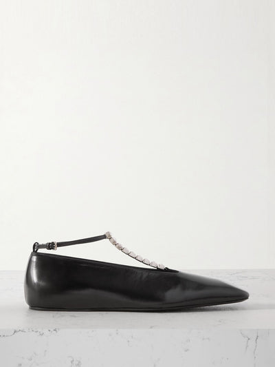 Jil Sander Crystal-embellished leather ballet flats at Collagerie