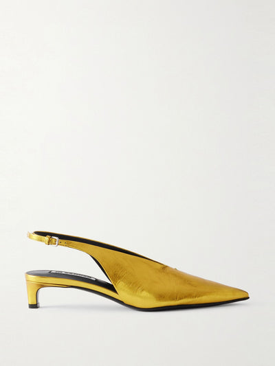 Jil Sander Metallic-leather slingback pumps at Collagerie