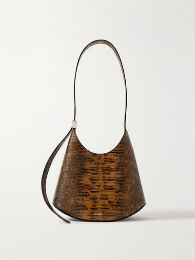 Jil Sander Small snake-effect leather shoulder bag at Collagerie