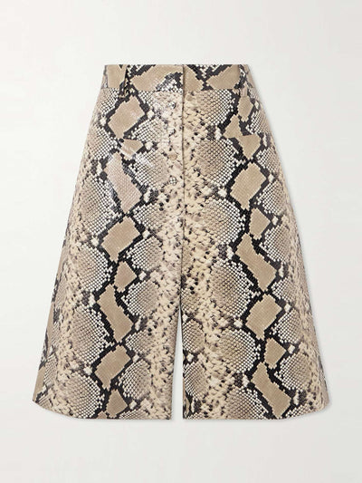 Jil Sander Snake-effect leather shorts at Collagerie