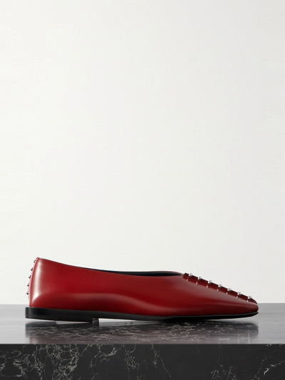 Jil Sander Studded leather ballet flats at Collagerie