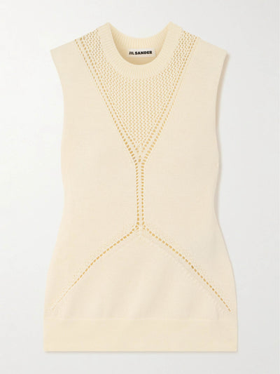 Jil Sander Pointelle-knit wool and cotton-blend top at Collagerie