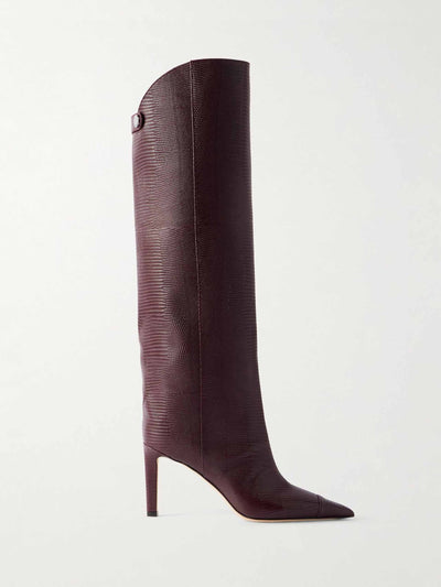 Jimmy Choo Alizze lizard-effect leather knee boots at Collagerie