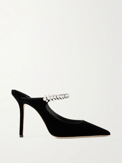 Jimmy Choo Bing 100 crystal-embellished velvet pumps at Collagerie