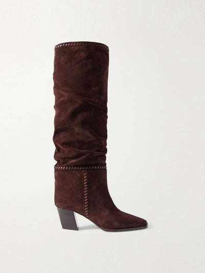 Jimmy Choo Hart 60 whipstitched leather-trimmed suede knee boots at Collagerie