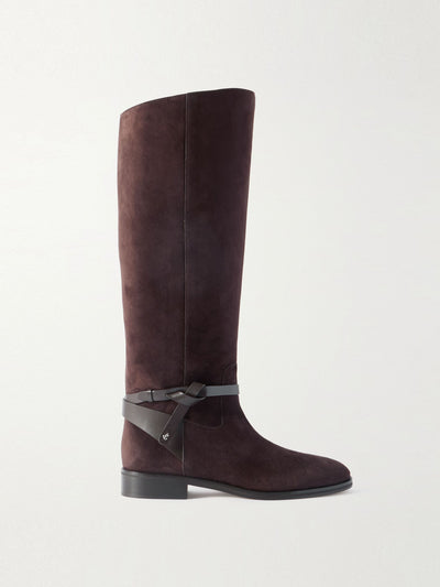 Jimmy Choo Lawton leather-trimmed suede knee boots at Collagerie