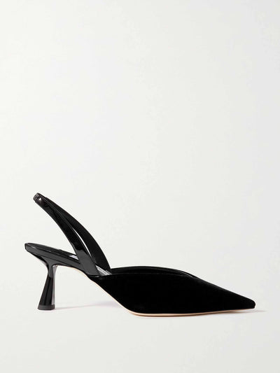 Jimmy Choo Maryanne 65 velvet and patent-leather slingback pumps at Collagerie