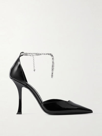 Jimmy Choo Stevie 100 embellished patent-leather pumps at Collagerie