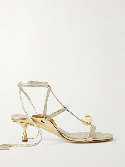 Jimmy Choo Zyra 50 embellished metallic leather sandals at Collagerie