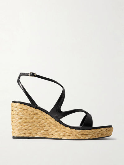 Jimmy Choo Ayla 85 leather platform espadrilles at Collagerie