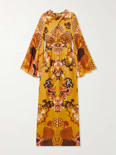 Johanna Ortiz Frontier Melodies embroidered printed silk-georgette maxi dress at Collagerie