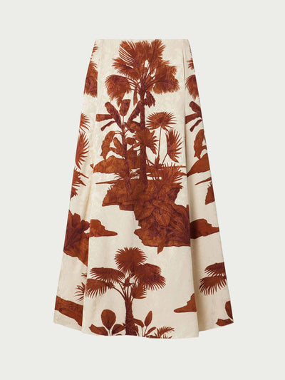 Johanna Ortiz Encanto de Isla printed satin-jacquard maxi skirt at Collagerie