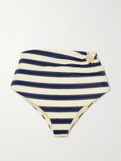 Johanna Ortiz Marinera embellished striped recycled bikini briefs at Collagerie