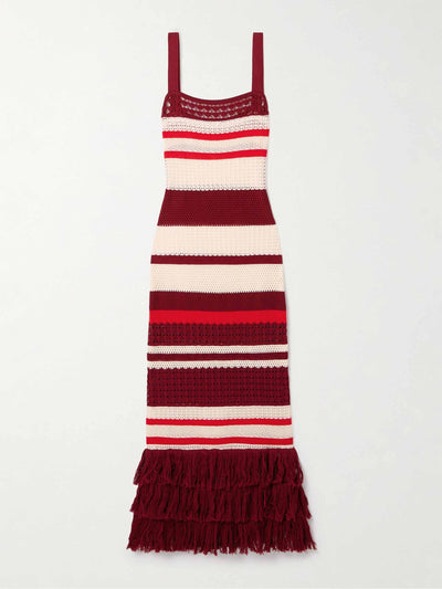 Johanna Ortiz Embayed fringed crocheted Pima cotton maxi dress at Collagerie