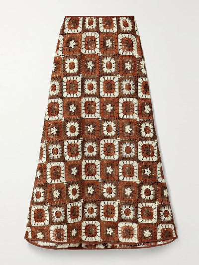 Johanna Ortiz Spice Island crocheted midi skirt at Collagerie