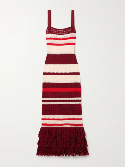 Johanna Ortiz Embayed fringed crocheted Pima-cotton maxi dress at Collagerie