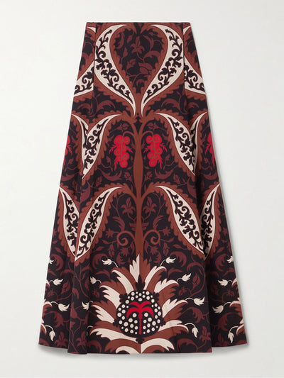 Johanna Ortiz Encanto de Isla printed recycled-twill midi skirt at Collagerie