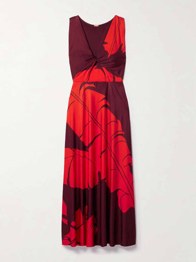 Johanna Ortiz Deep Heart twist-front cutout printed stretch-jersey midi dress at Collagerie