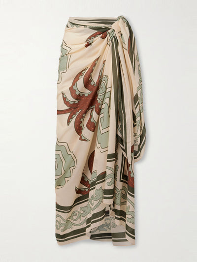 Johanna Ortiz Printed organic cotton-voile pareo at Collagerie