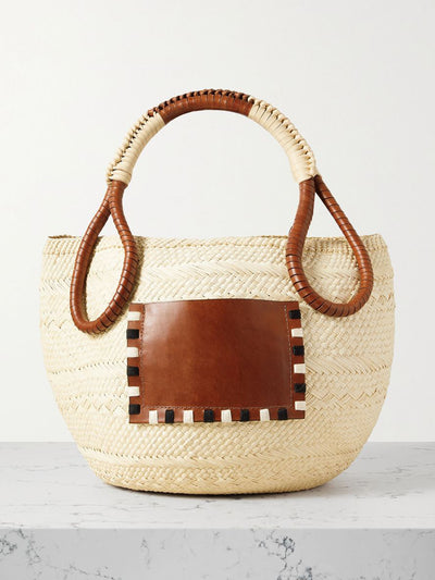 Johanna Ortiz Singing The Namba leather-trimmed raffia tote at Collagerie