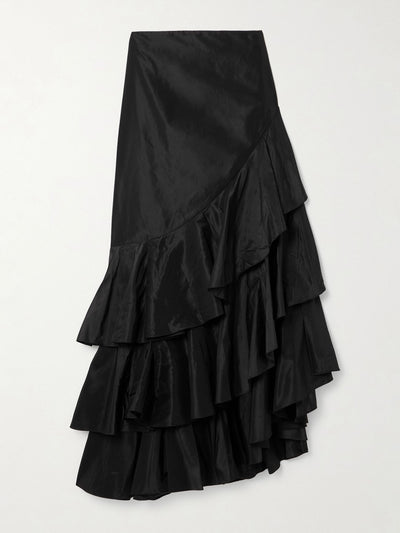 Johanna Ortiz Spirit of Exploration asymmetric ruffled silk maxi skirt at Collagerie