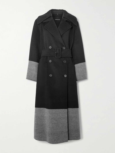 Joseph Belted double breasted two tone wool coat at Collagerie