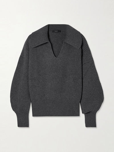 Joseph Ribbed wool, silk and cashmere-blend polo sweater at Collagerie