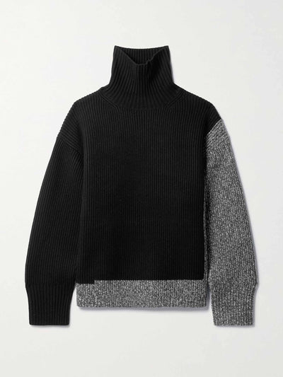 Joseph Panelled ribbed merino wool turtleneck sweater at Collagerie