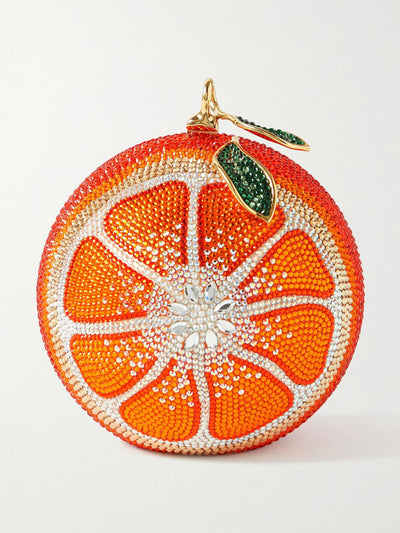 Judith Leiber Tangerine crystal-embellished gold-tone clutch at Collagerie